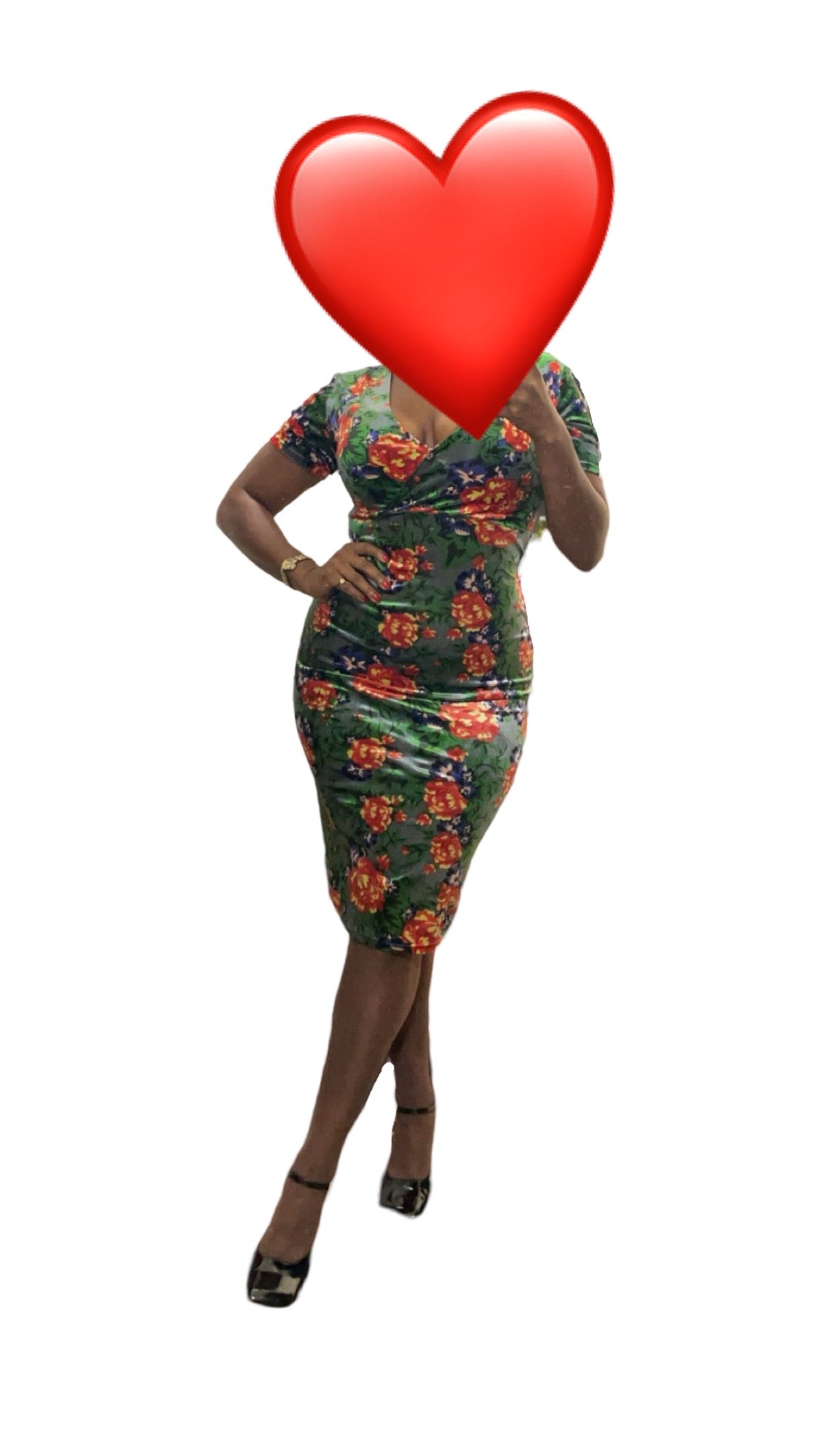Multi-color Flower Midi Dress