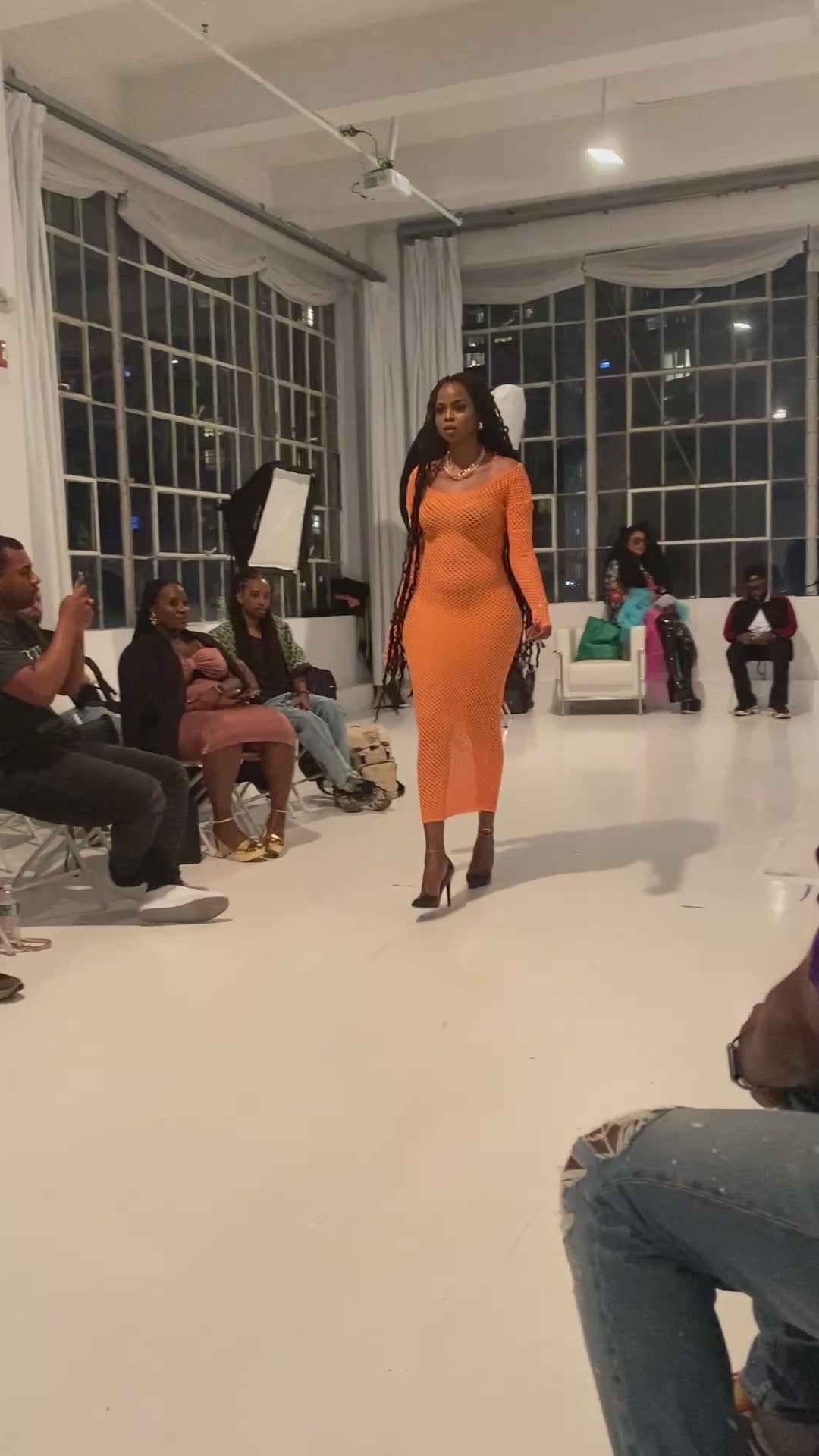 Mesh Maxi Dress in Orange