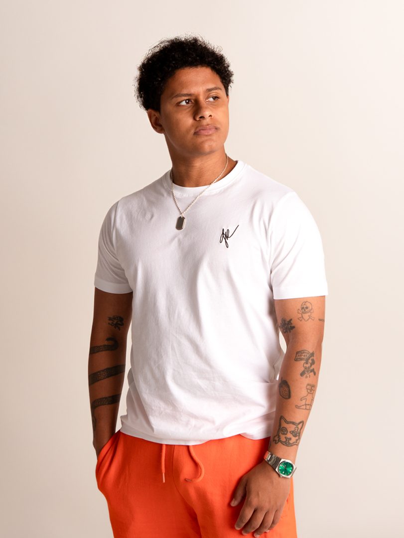 Checkmate Anywear Embroidered Signature Angel Jersey Cotton T-shirt in White