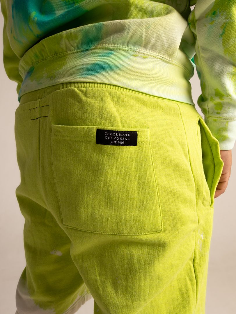 Bleach Tie Dye Shorts in Green