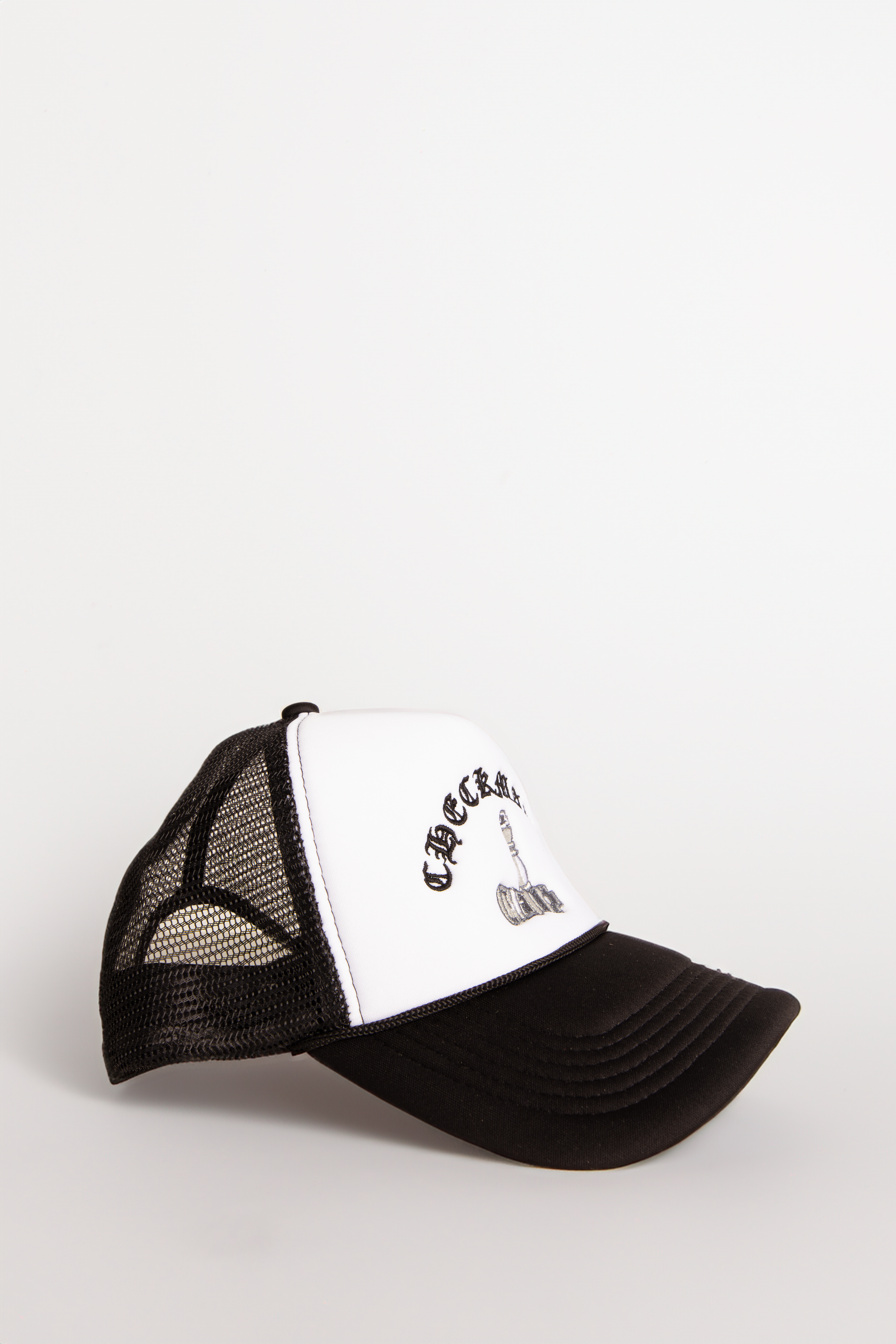 Checkmate Anywear Trucker in Black & White Embroidery - OS