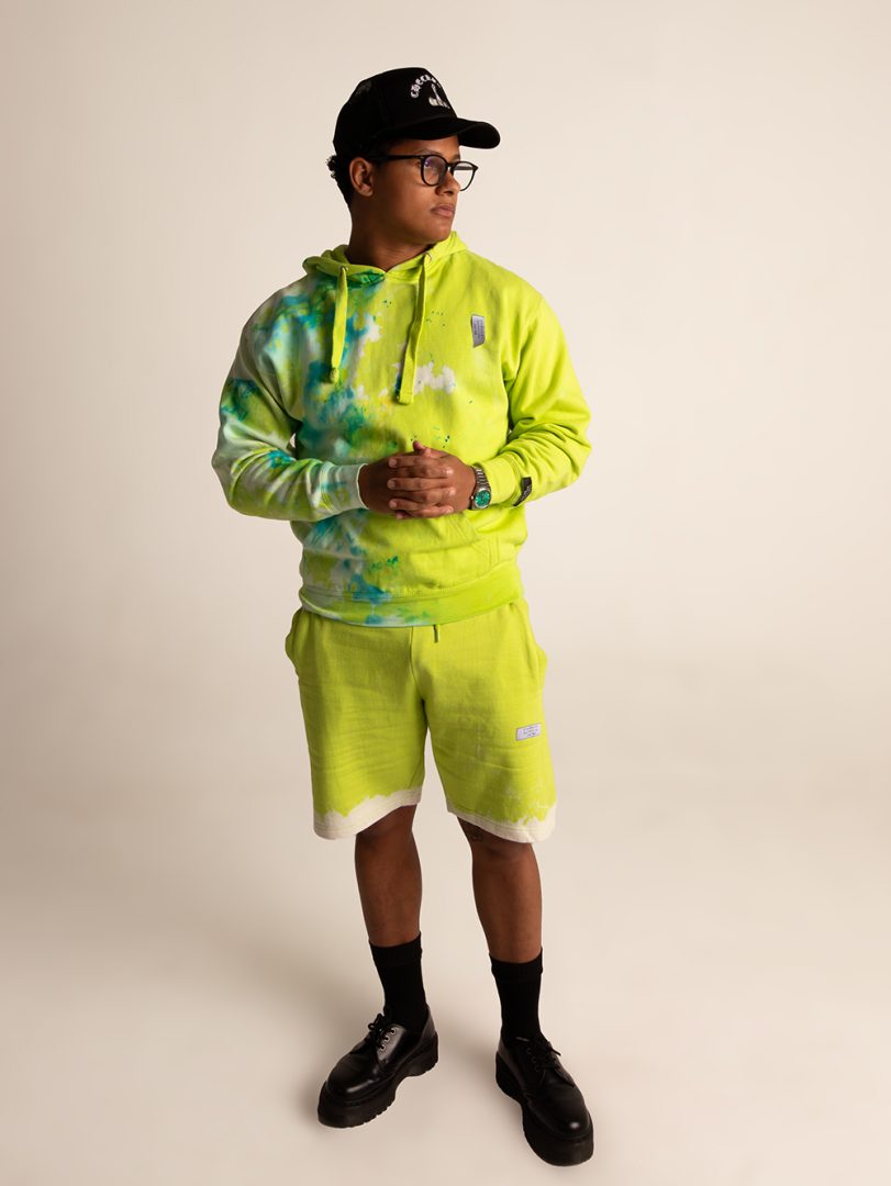 Bleach Tie Dye Shorts in Green