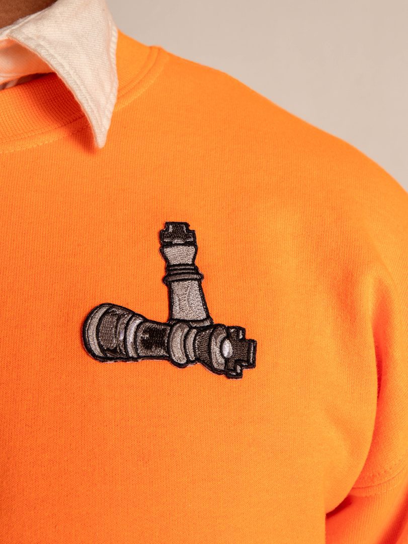 Checkmate Anywear Embroidered Basix Pullover Sweatshirt in Orange
