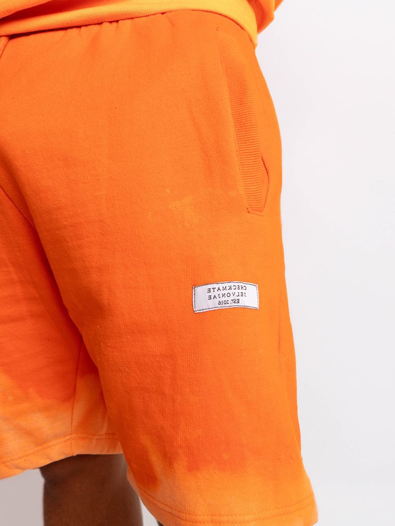 Bleach Tie Dye Shorts in Orange