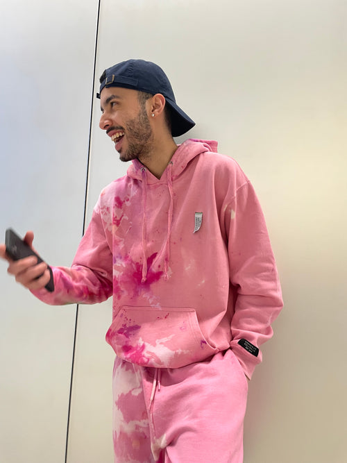 Bleach Tie Dye Hoodie in Pink
