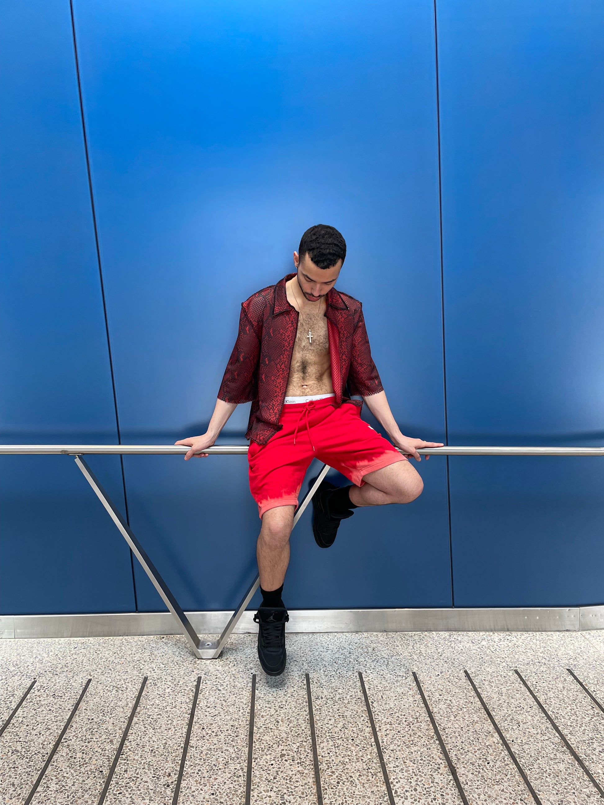 Bleach Tie Dye Shorts in Red