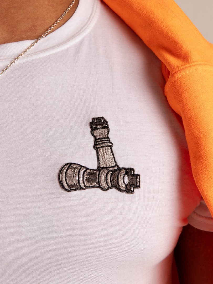 Checkmate Anywear Embroidered Basix Logo Cotton T-shirt in White