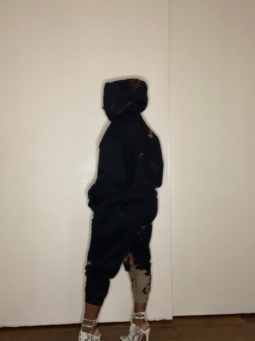 Bleach Tie Dye Hoodie in Black