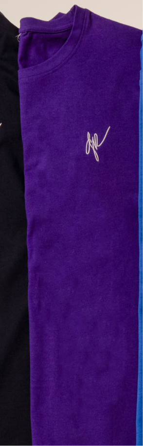 Checkmate Anywear Embroidered Signature Jersey Cotton T-shirt in Deep Purple