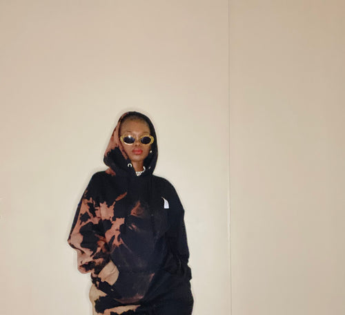 Bleach Tie Dye Hoodie in Black