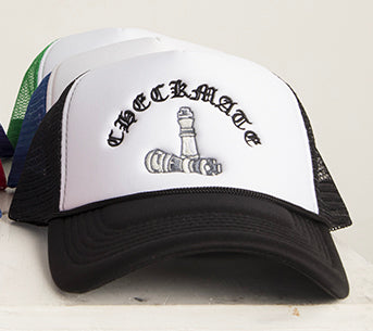 Checkmate Anywear Trucker in Black & White Embroidery - OS