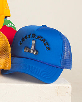 Checkmate Anywear Trucker in Blue with Black Embroidery - OS