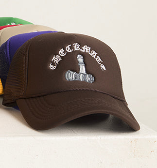 Checkmate Anywear Trucker in Beige with White Embroidery - OS