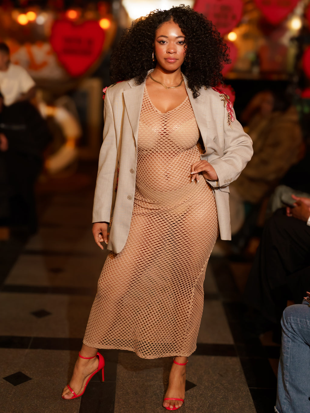 Mesh Maxi Dress in Gold