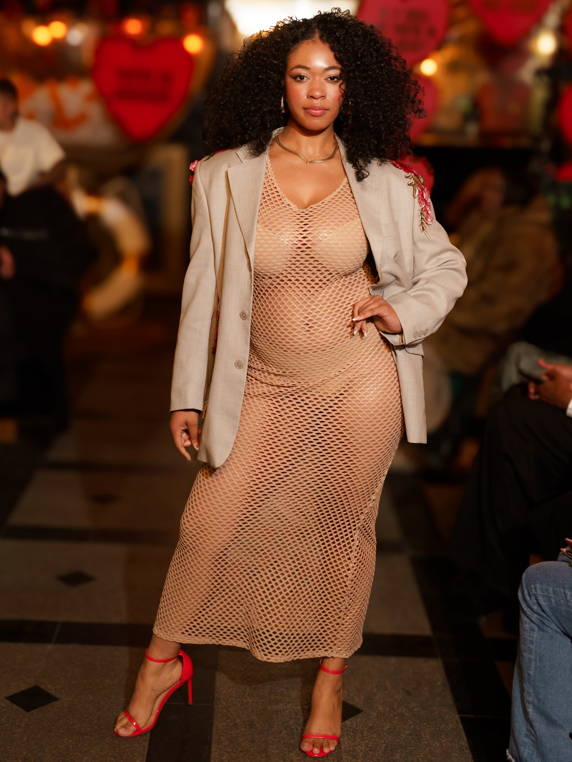 Mesh Maxi Dress in Gold