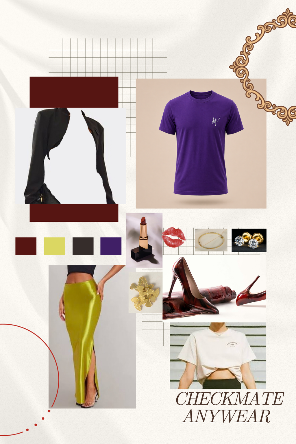 Checkmate Anywear Embroidered Signature Jersey Cotton T-shirt in Deep Purple
