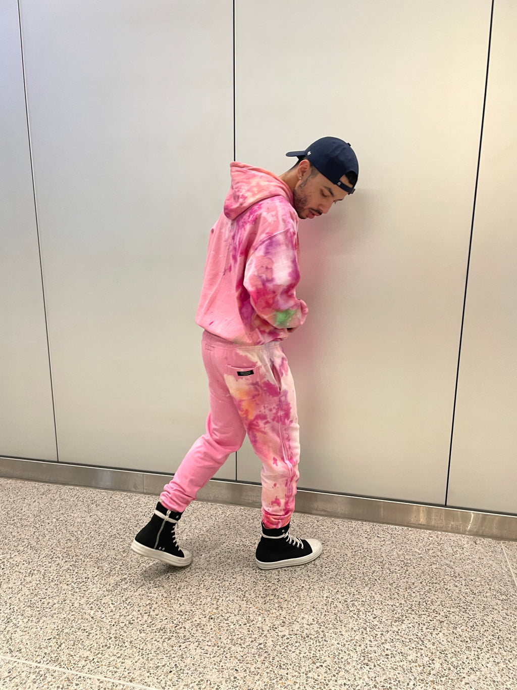 Bleach Tie Dye Hoodie in Pink