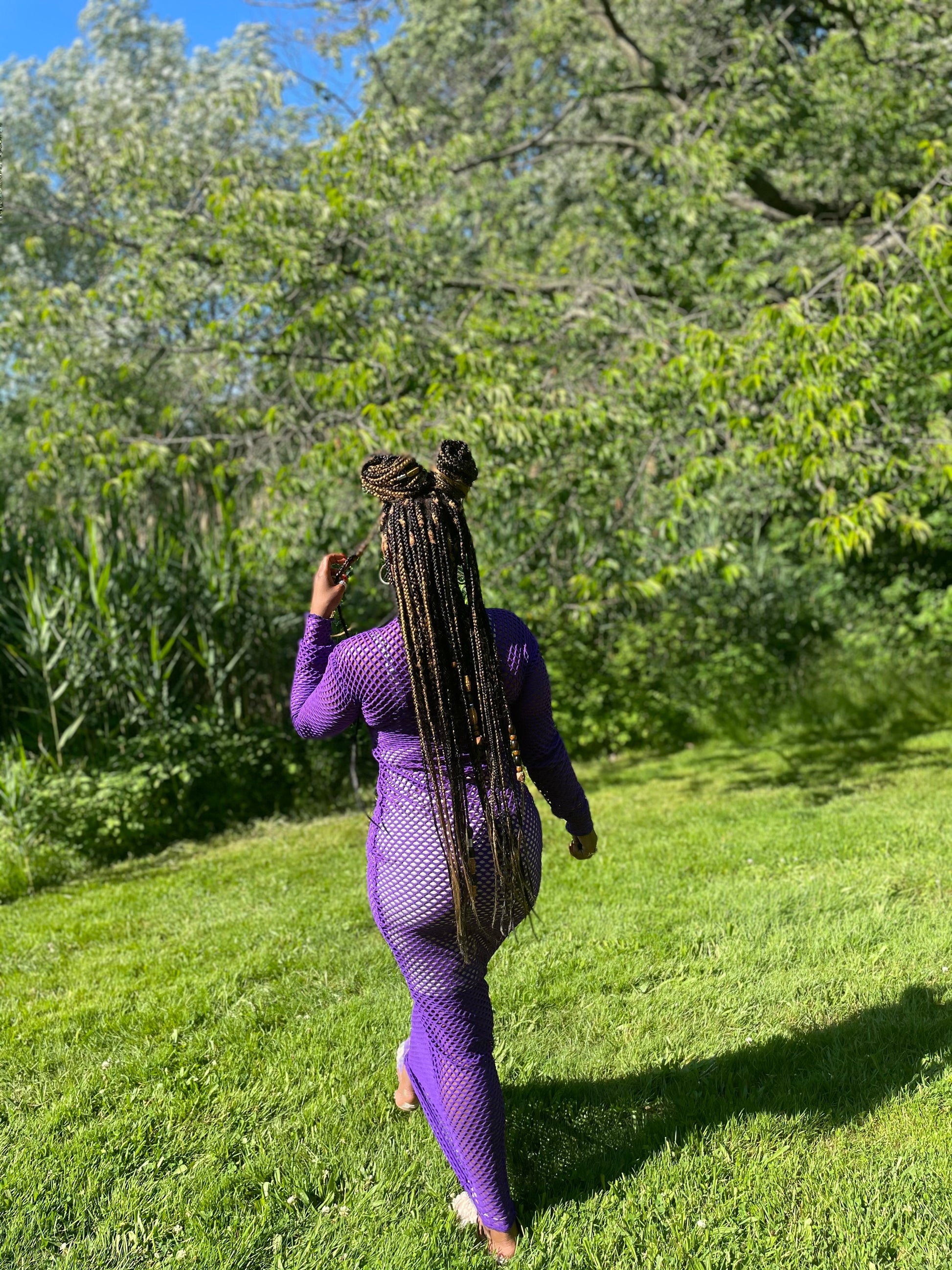 Mesh Maxi Dress in Purple