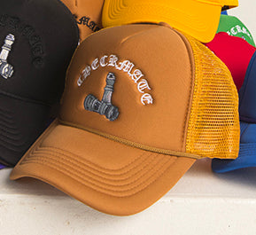 Checkmate Anywear Trucker Hat in Black with White Embroidery - OS