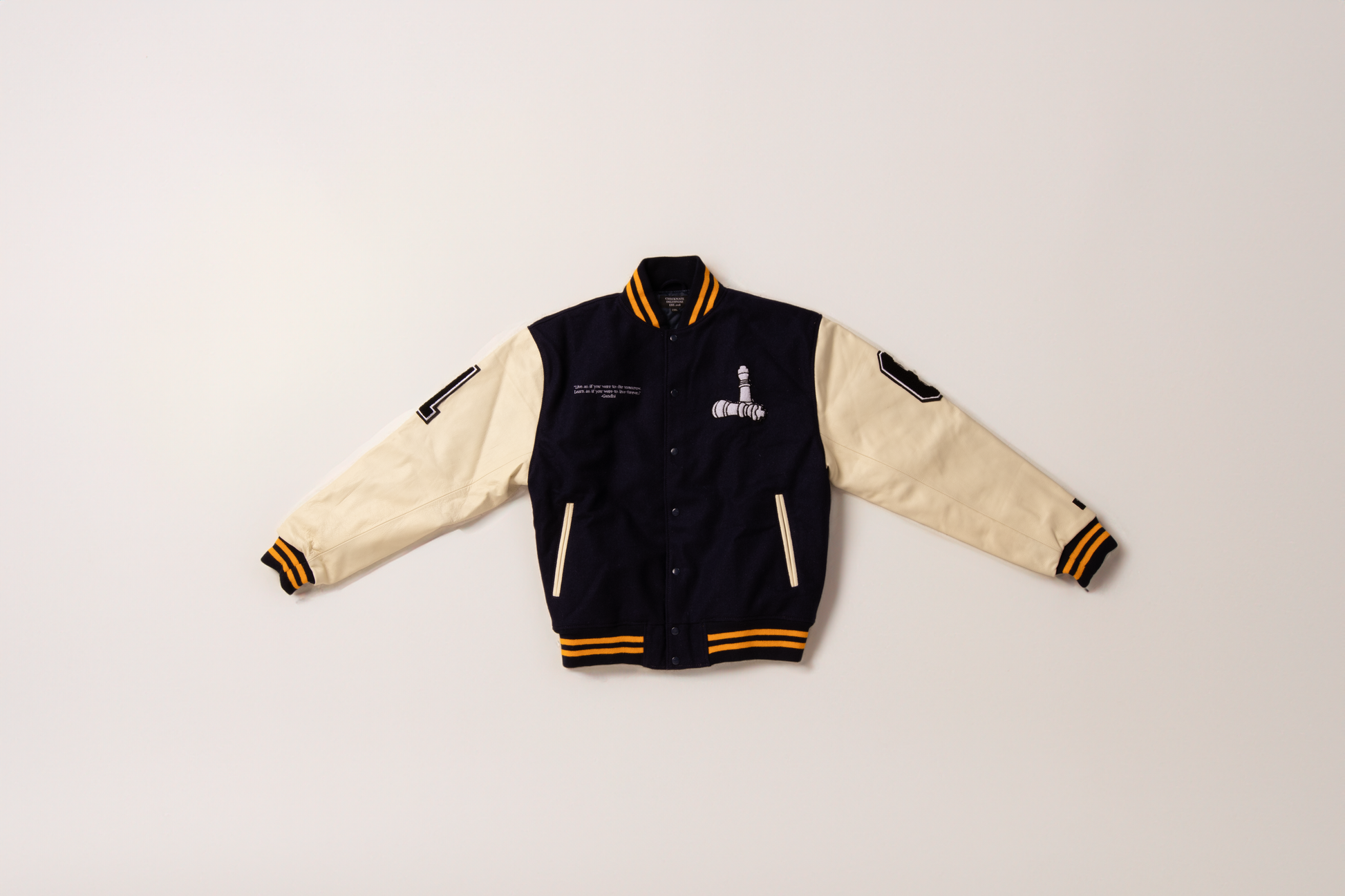 CheckmatexDelvon Jae Varsity Jacket in Navy Blue