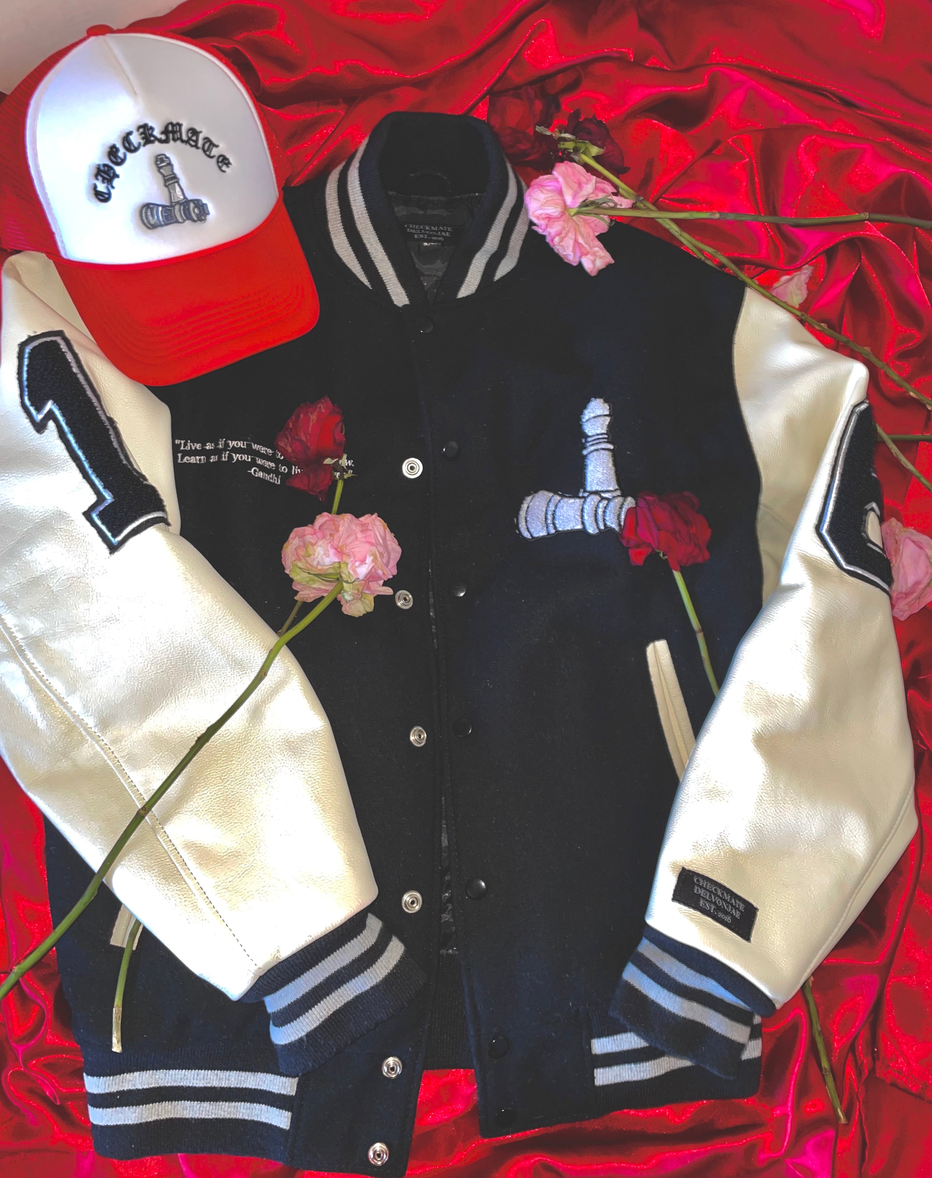 Checkmate Anywear Varsity Jacket in Black & White