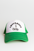 Checkmate Anywear Trucker Hat in Green & White with Black Embroidery - OS