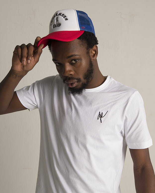 Checkmate Anywear Embroidered Signature Jersey Cotton T-shirt in Bright Blue