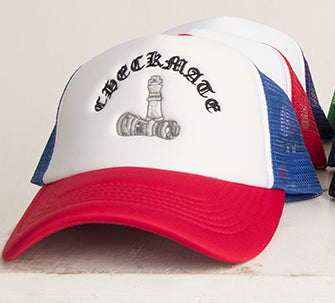 Checkmate Anywear Trucker in Red & White with Black Embroidery - OS