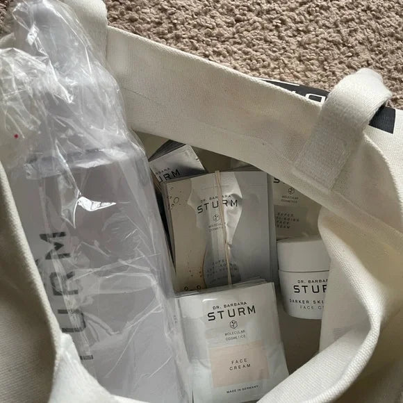 Dr. Barbara Sturm Cream Tote with Black Logo Sampler Bag