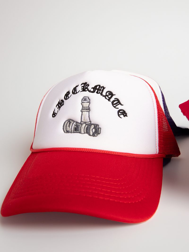 Checkmate Trucker in Red with Black Embroidery